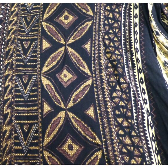 VTG A Personal Touch Womens 4X Button-Up Shirt Black/Gold Tribal Pattern 100% Ra - Picture 8 of 9